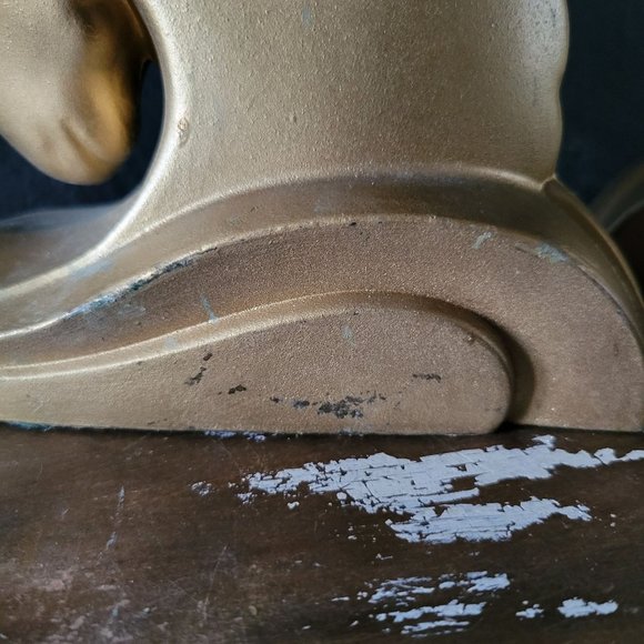 Vintage Art Deco Ram's Head Bookends, Art Deco Library Decor c. 1930s - Picture 10 of 11